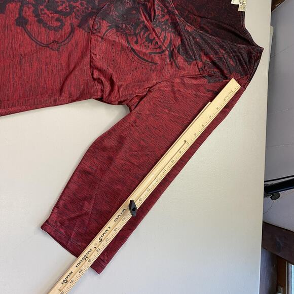 One World Tunic Top Womens 3X Red Black Embellished Flowy Boho Whimsigoth Witchy - Picture 7 of 15